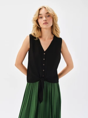 Czarna bluzka z wiązaniem u dołu Top Secret