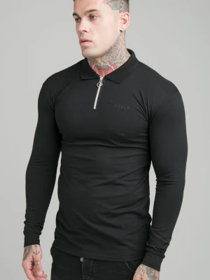 Czarna bogata koszula zip polo SikSilk
