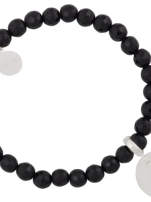 Czarna bransoletka onyks fasetowany ze srebrnym kółkiem SOTHO