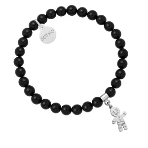 Czarna bransoletka z pereł SWAROVSKI® CRYSTAL ze srebrnym Ciastkiem SOTHO