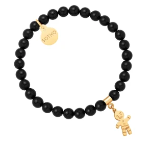 Czarna bransoletka z pereł SWAROVSKI® CRYSTAL ze złotym Ciastkiem SOTHO