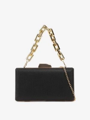 Czarna Brokatowa Torebka Kopertówka z Łańcuszkiem Aurellia caely