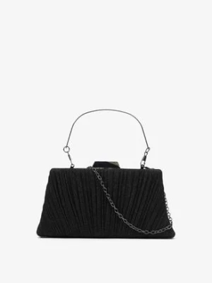 Czarna Brokatowa Torebka Kopertówka z Rączką Agerria