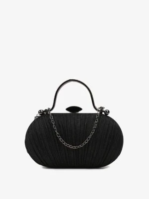 Czarna Brokatowa Torebka Kopertówka z Rączką Mekavia