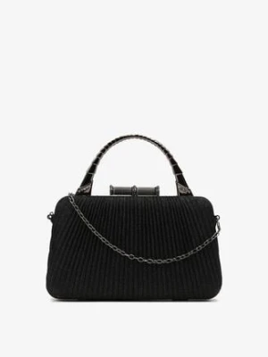 Zdjęcie produktu Czarna Brokatowa Torebka Kopertówka z Rączką Ringleta