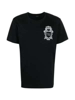 Czarna Casual T-shirt z Okrągłym Dekoltem Billionaire