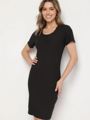 Czarna Casualowa Sukienka z Bawełną Lumelisse j&x