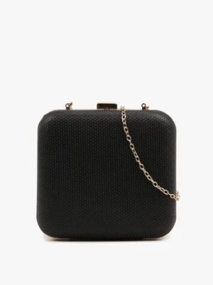 Czarna Cyrkoniowa Torebka Kopertówka z Dodatkowym Łańcuszkiem Realessa caely