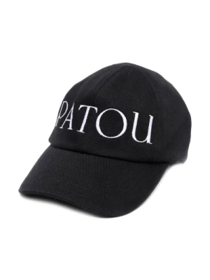Czarna czapka baseballowa z haftowanym logo Patou