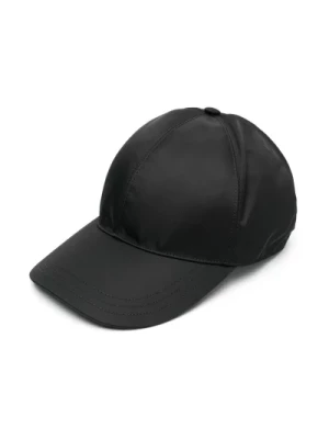 Czarna czapka baseballowa z logo Prada