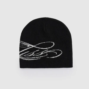 Czarna czapka beanie z ozdobnym nadrukiem House