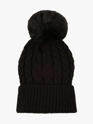 Czarna Czapka Beanie z Ozdobnym Pomponem Norirra