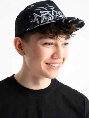 Czarna czapka z daszkiem z nadrukiem na całości Reporter