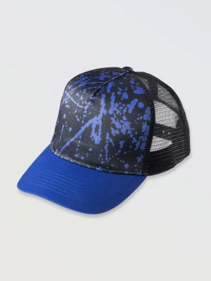 Czarna czapka z daszkiem z niebieską grafiką Reporter