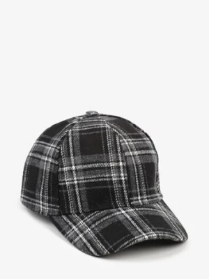 Czarna Czapka z Daszkiem Zdobiona Printem w Kratę Venilara