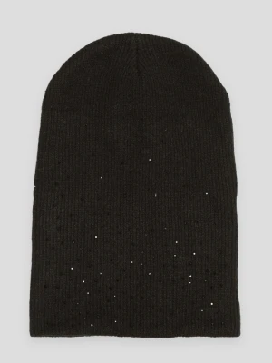 Czarna czapka z ozdobnymi kropeczkami Reporter