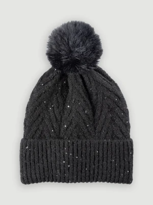 Czarna czapka z pomponem Top Secret