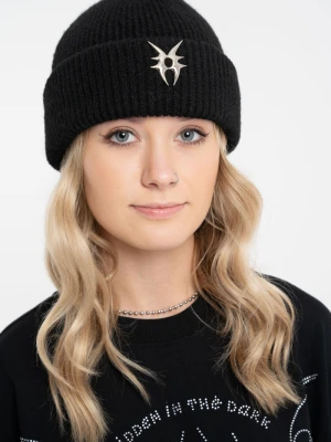 Czarna czapka zimowa z nadrukiem Reporter