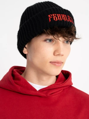 Czarna czapka zimowa z napisem Reporter