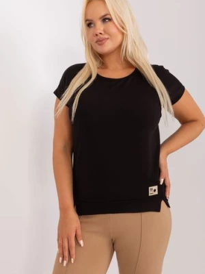 Czarna damska bluzka plus size z rozcięciam RELEVANCE