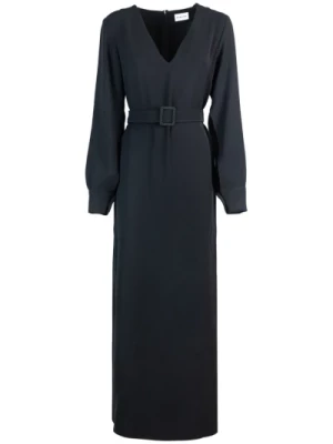 Czarna długa Sukienka z bufiastymi rękawami P.a.r.o.s.h.