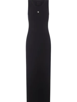 Czarna Długa Sukienka z Dekoltem Givenchy