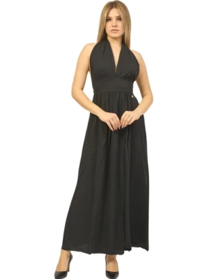 Czarna Długa Sukienka z Otwartym Plecami YES ZEE