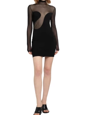 Czarna dopasowana półprzezroczysta mini sukienka Nensi Dojaka