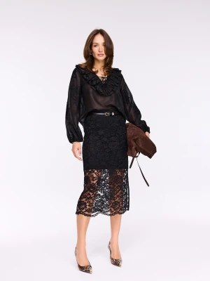 Czarna dopasowana spódnica z koronki TARANKO