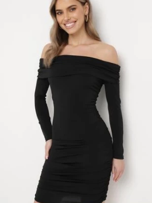 Czarna Dopasowana Sukienka Hiszpanka z Marszczeniami Ailisma allyson