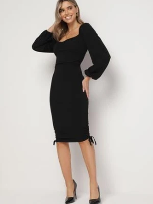 Czarna Dopasowana Sukienka ze Ściągaczami Munnesa messaya