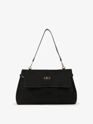 Czarna Duża Torebka Listonoszka z Imitacji Zamszu na Ramię Sialenne kassandra