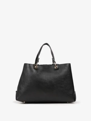 Czarna Dwukomorowa Torebka Typu Shopper Ozdobiona Metalicznymi Aplikacjami Adorrive