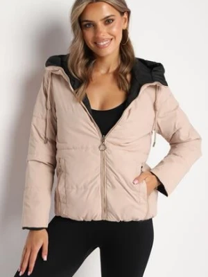 Czarna Dwustronna Kurtka Pikowana Ozdobiona Sznurkami Mivvena