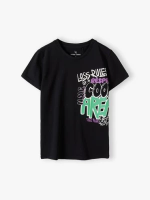 Czarna dzianinowa koszulka dla chłopca - N.Y.C. Lincoln & Sharks by 5.10.15.