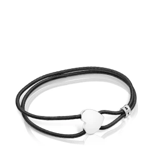 Czarna Elastyczna Bransoletka Sweet Dolls Z Sercem Ze Srebra - Tous Rozmiar