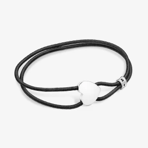 Czarna Elastyczna Bransoletka Sweet Dolls Z Sercem Ze Srebra - Tous Rozmiar