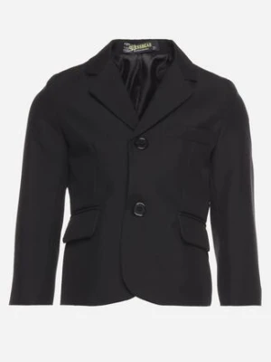 Czarna Elegancka Jednorzędowa Marynarka z Kieszeniami z Klapami Irusilla