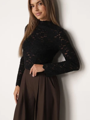 Czarna Elegancka Koronkowa Bluzka ze Stójką Prenica Melya By Melody