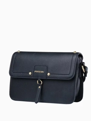 Czarna elegancka torebka damska typu listonoszka Puccini