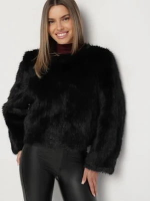 Czarna Futerkowa Kurtka o Prostym Kroju z Kieszeniami Awilise ann gissy