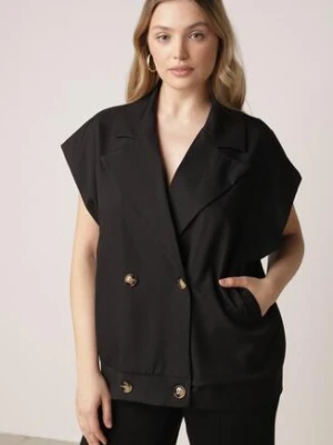 Czarna Garniturowa Kamizelka Oversize z Dwurzędowym Zapięciem Edriana jumelle