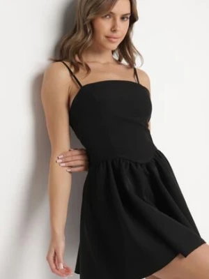 Czarna Gorsetowa Sukienka z Rozkloszowanym Dołem Lealetia allyson