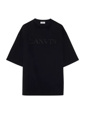 Czarna Haftowana Oversize Koszulka Lanvin