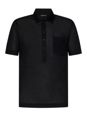 Czarna Jedwabna Koszulka Polo Tom Ford