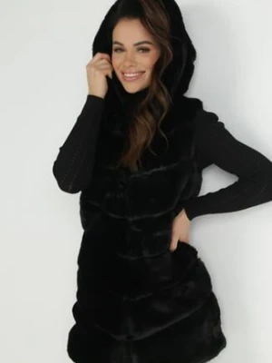 Czarna Kamizelka Futrzana Rumpleflip j&x