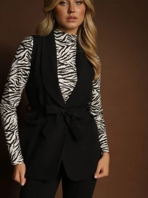 Czarna Kamizelka Garniturowa z Paskiem Viviselle new collection