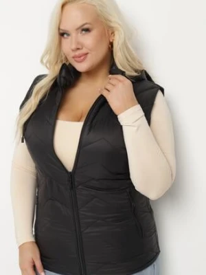 Czarna Kamizelka Pikowana z Odpinanym Kapturem Ravisara j.style
