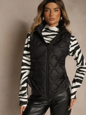 Czarna Kamizelka z Odpinanym Kapturem i Pikowanym Wzorem Tiozarе j.style