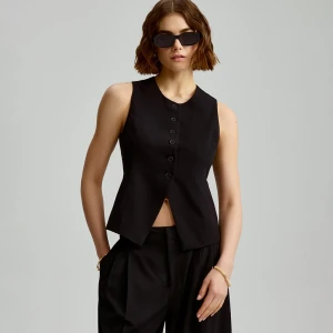 Czarna kamizelka z okrągłym dekoltem House